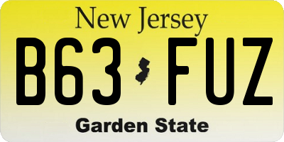 NJ license plate B63FUZ