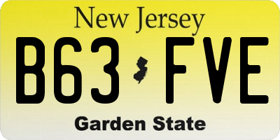 NJ license plate B63FVE