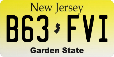 NJ license plate B63FVI