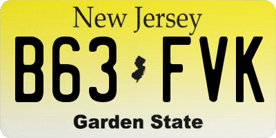 NJ license plate B63FVK