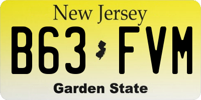 NJ license plate B63FVM