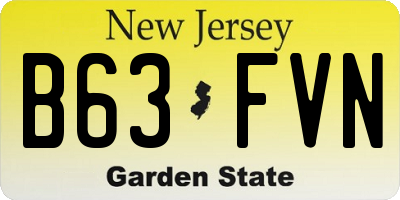 NJ license plate B63FVN