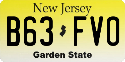 NJ license plate B63FVO