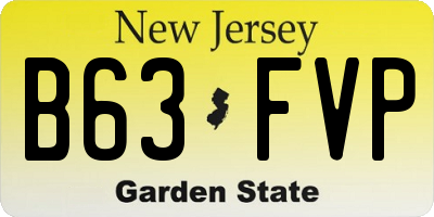 NJ license plate B63FVP