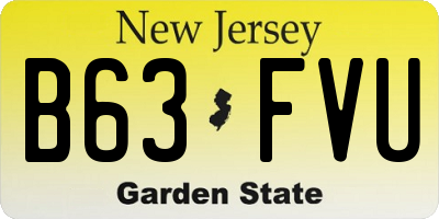 NJ license plate B63FVU