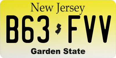NJ license plate B63FVV