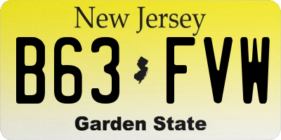 NJ license plate B63FVW