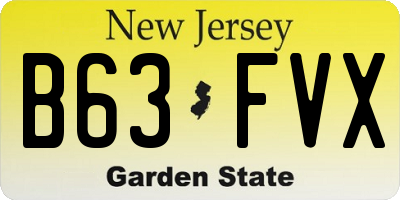 NJ license plate B63FVX