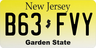 NJ license plate B63FVY