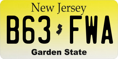 NJ license plate B63FWA