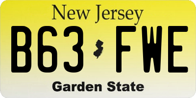NJ license plate B63FWE