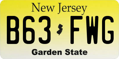 NJ license plate B63FWG