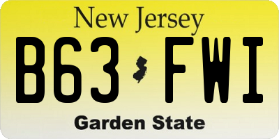 NJ license plate B63FWI