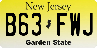 NJ license plate B63FWJ