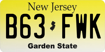 NJ license plate B63FWK