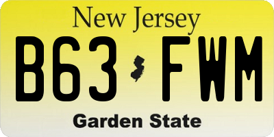 NJ license plate B63FWM