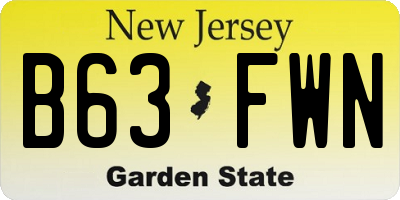 NJ license plate B63FWN