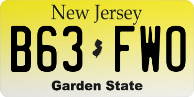 NJ license plate B63FWO