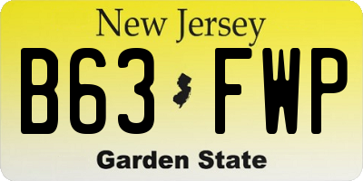 NJ license plate B63FWP