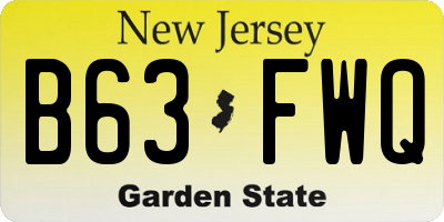 NJ license plate B63FWQ