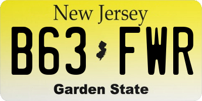 NJ license plate B63FWR