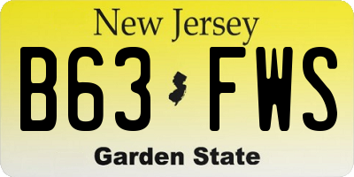 NJ license plate B63FWS