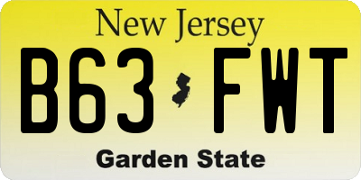 NJ license plate B63FWT