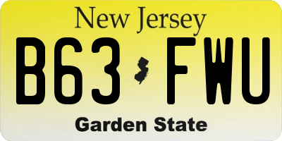NJ license plate B63FWU