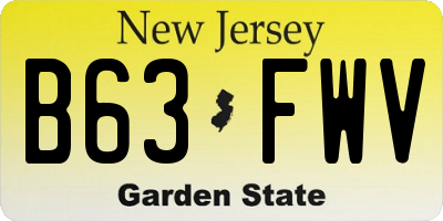 NJ license plate B63FWV