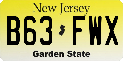 NJ license plate B63FWX