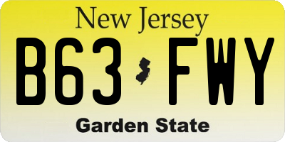 NJ license plate B63FWY