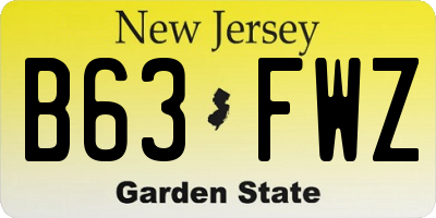 NJ license plate B63FWZ