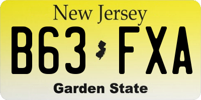NJ license plate B63FXA