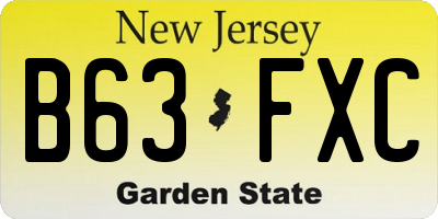 NJ license plate B63FXC
