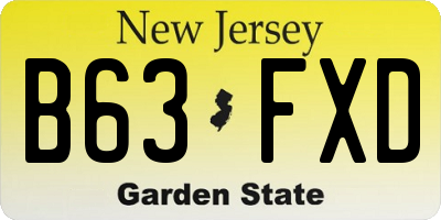 NJ license plate B63FXD