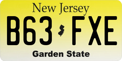 NJ license plate B63FXE