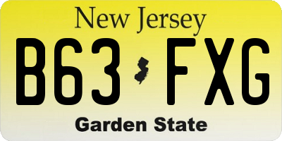 NJ license plate B63FXG