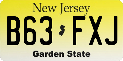 NJ license plate B63FXJ