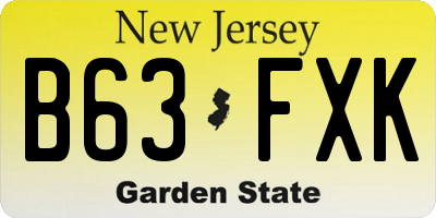 NJ license plate B63FXK