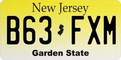 NJ license plate B63FXM