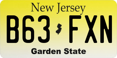 NJ license plate B63FXN