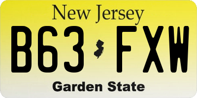 NJ license plate B63FXW
