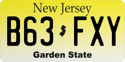 NJ license plate B63FXY