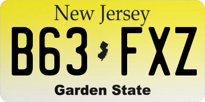 NJ license plate B63FXZ