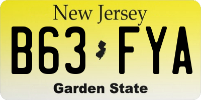NJ license plate B63FYA
