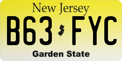 NJ license plate B63FYC