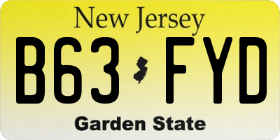 NJ license plate B63FYD