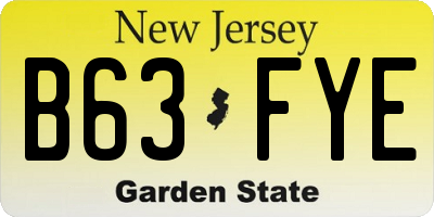 NJ license plate B63FYE