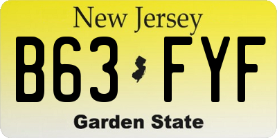 NJ license plate B63FYF