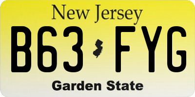 NJ license plate B63FYG